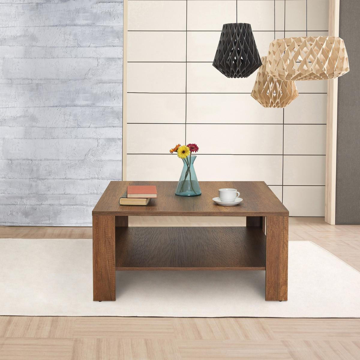 COUCHTISCH mit Ablagefach - lena 90/90/42 cm - Naturfarben, Holzwerkstoff (98/90/42cm) - Calicosy