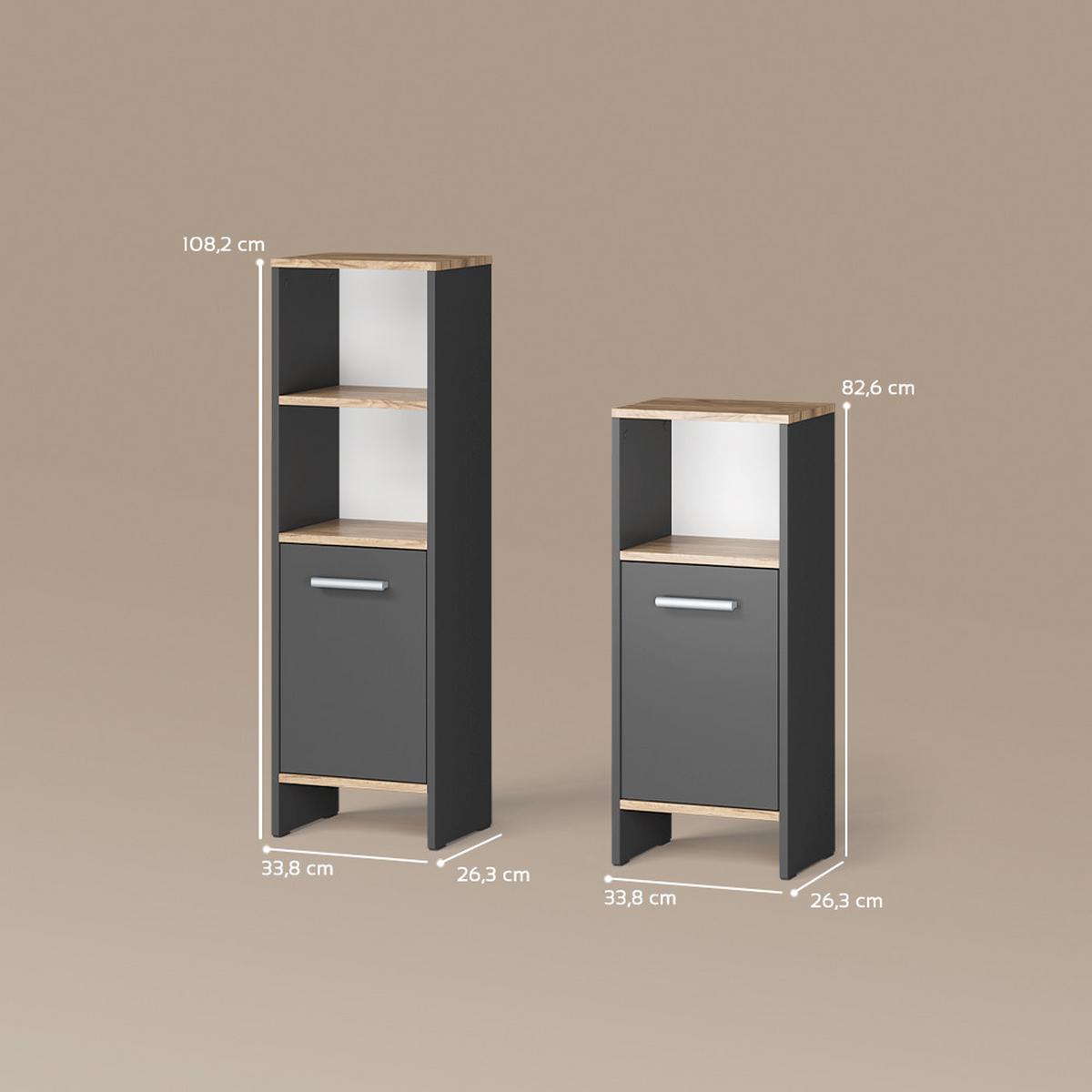 BADMÖBEL-SET Amalfi Anthrazit/Goldkraft Eiche 2 Teile - Honigeiche/Anthrazit, Holzwerkstoff (33.8/108.2/26.3cm) - Livinity®