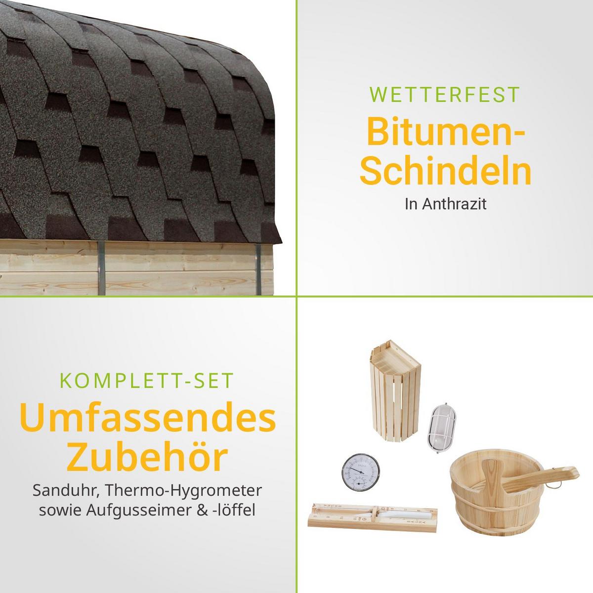 FASSSAUNA Nolvik XXL inkl. Zubehör-Set - Naturfarben, Holz (186/194/220cm) - Artsauna