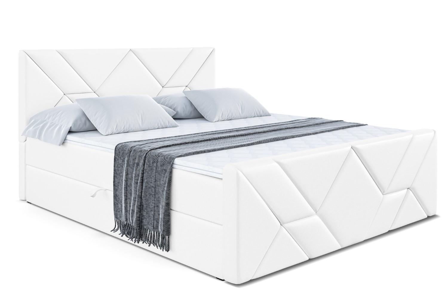 BOXBETT BARWA-Z - 140x200 cm - H4 - Weiß Hochglanz - Weiß Hochglanz, Holzwerkstoff (140/200cm) - ALTDECOR
