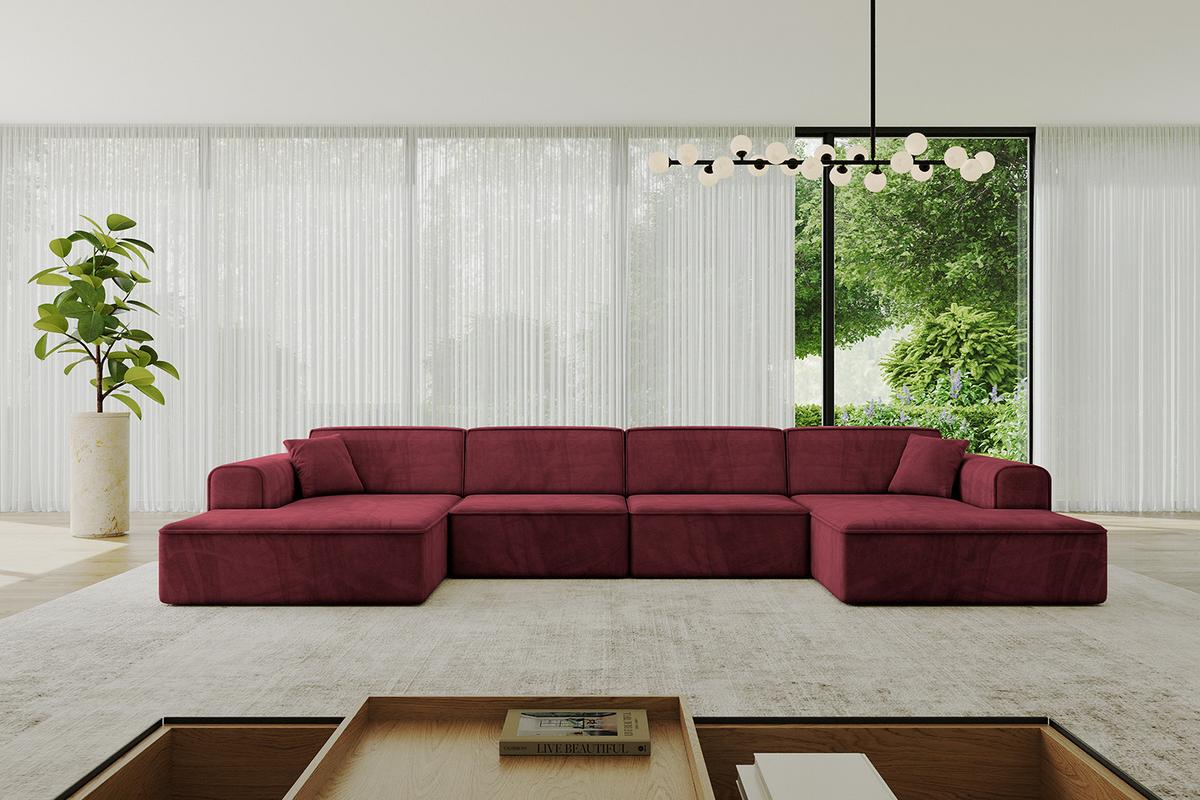 WOHNLANDSCHAFT IREA-U2-v3 - 386x165x77 cm Bordeauxrot - Bordeaux, Holzwerkstoff/Textil (386/77/165cm) - ALTDECOR