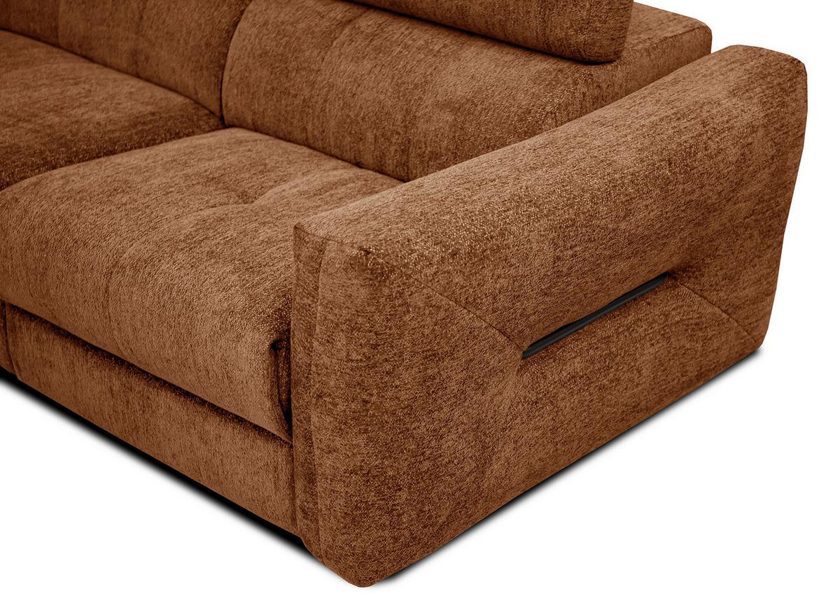 SOFA CALVERA 3-Sitzer mit 1 Relaxfunktion, dunkelorange - Dunkelorange, Holzwerkstoff/Textil (204/79/106cm) - Wozimo