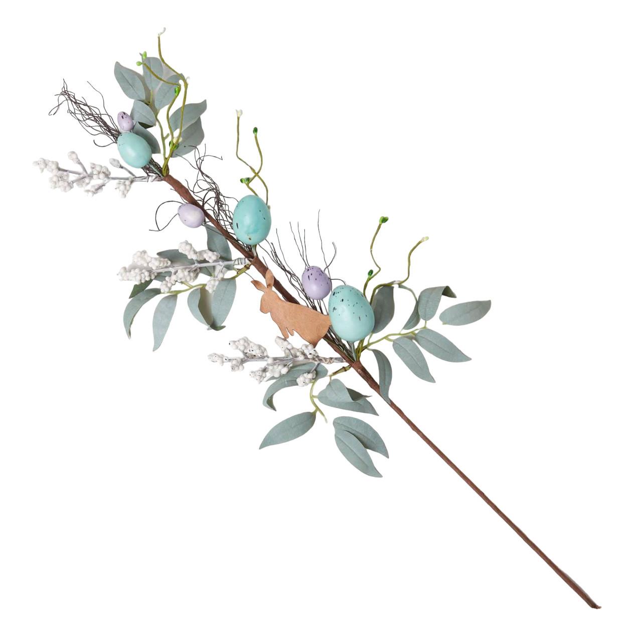 OSTERDEKO Zweig mit Eiern & Hase, 66 cm - Multicolor, Kunststoff (18/66/66cm) - Homescapes