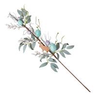 OSTERDEKO Zweig mit Eiern & Hase, 66 cm - Multicolor, Kunststoff (18/66/66cm) - Homescapes