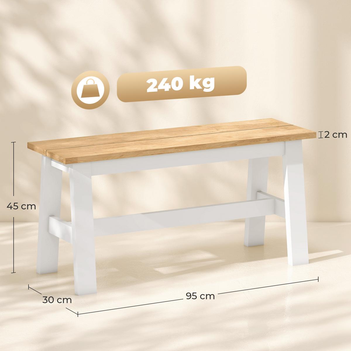 SITZBANK für Esszimmertisch Küchenbank Modern Holzbank Essbank für Eingang Eiche - Eichefarben/Weiß, Holz (30/45/95cm) - HOMCOM