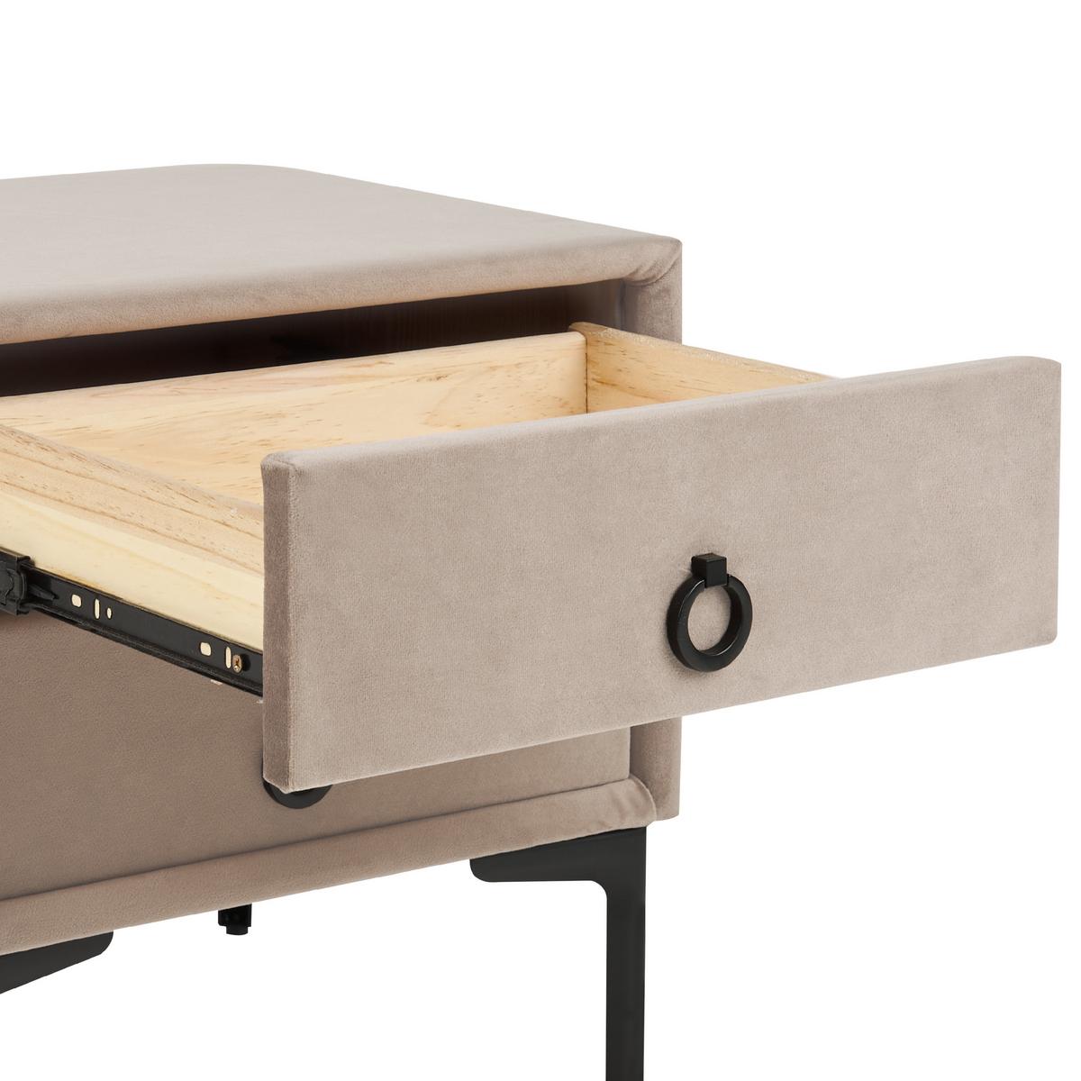 NACHTTISCH Samtstoff taupe 2 Schubladen Sezanne - Beige/Schwarz, Textil (44/45/38cm) - Beliani