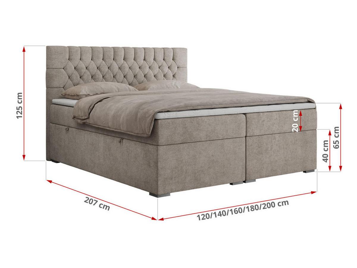 BOXBETT PERA 120/200 Beige Struktur - H3 - Beige, Holz/Textil (120/200cm) - MKS