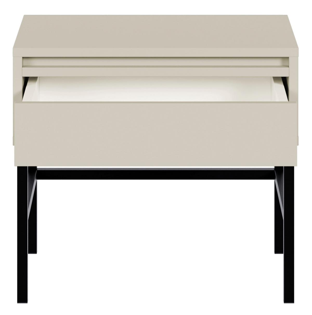 NACHTSCHRANK Evo Graubeige mit Metallgestell 50 cm - Greige/Schwarz, Holzwerkstoff/Metall (50/44/34cm) - Selsey