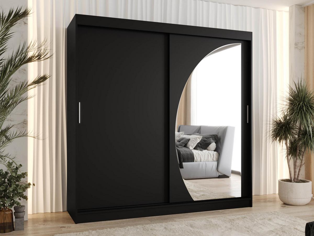SCHWEBETÜRENSCHRANK Wika 200 cm mit Schubladen - Silberfarben/Schwarz, Holzwerkstoff/Kunststoff (200/200/62cm) - MIRJAN24