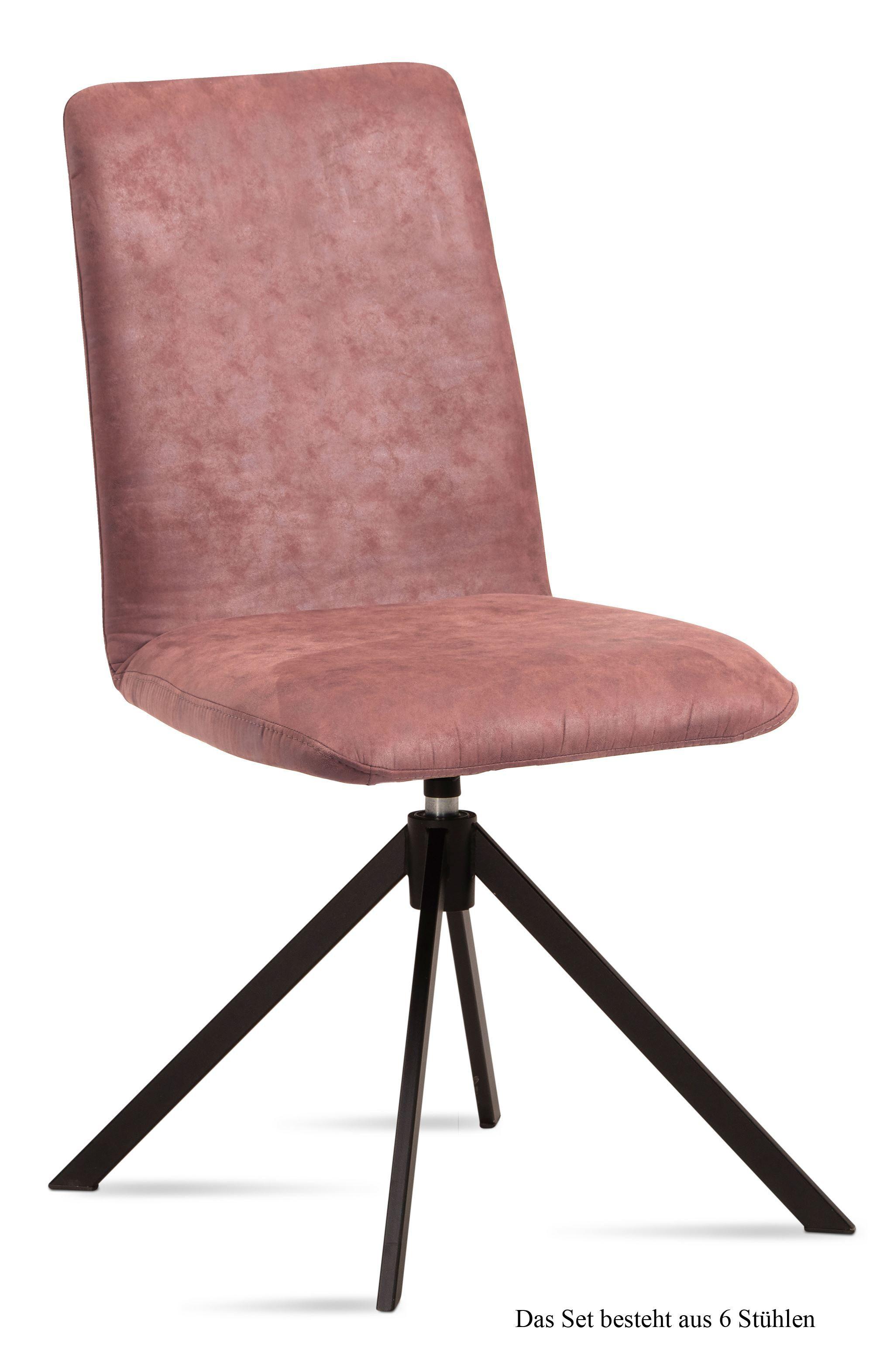 ESSZIMMERSTUHL drehbar (6er-Set) Deanne 47x92x60 Schwarz/Rosewood - Dunkelrosa/Schwarz, Kunststoff (60/92/47cm) - 58aufmkessel