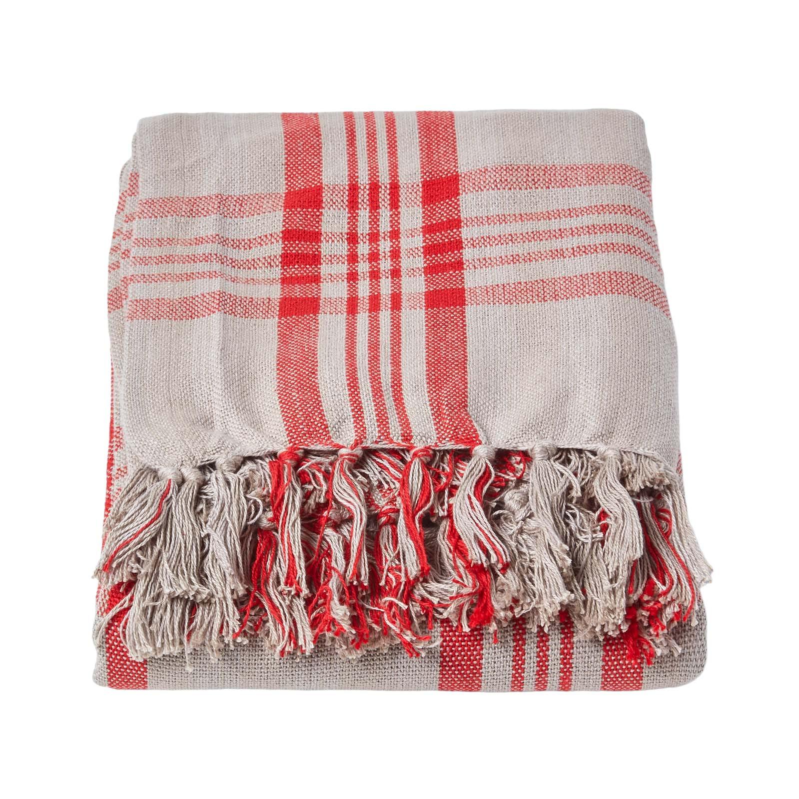 ÜBERWURF 255/360 cm, Schottenkaro, 100% Baumwolle - Dunkelrot, Textil (255/360cm) - Homescapes