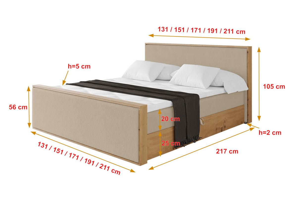BOXBETT LOLLI9 -Z 120x200 - H3 Creme - Champagner, Holzwerkstoff (120/200cm) - ALTDECOR