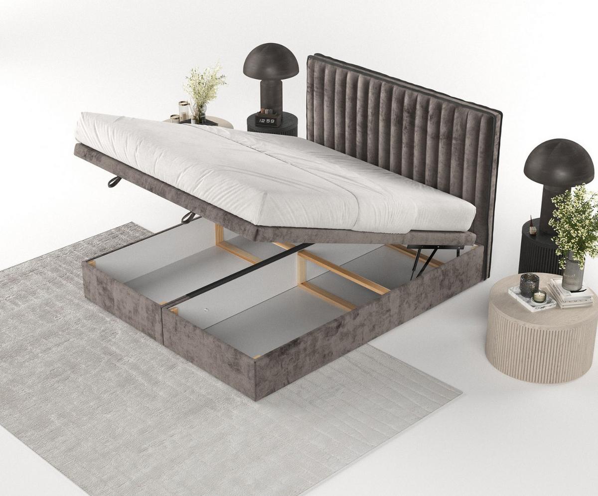POLSTERBETT Keva mit Stauraum 160/200 cm Braun im Lotta Stoff - Schwarz/Braun, Holz/Holzwerkstoff (160/200cm) - AltaBeds
