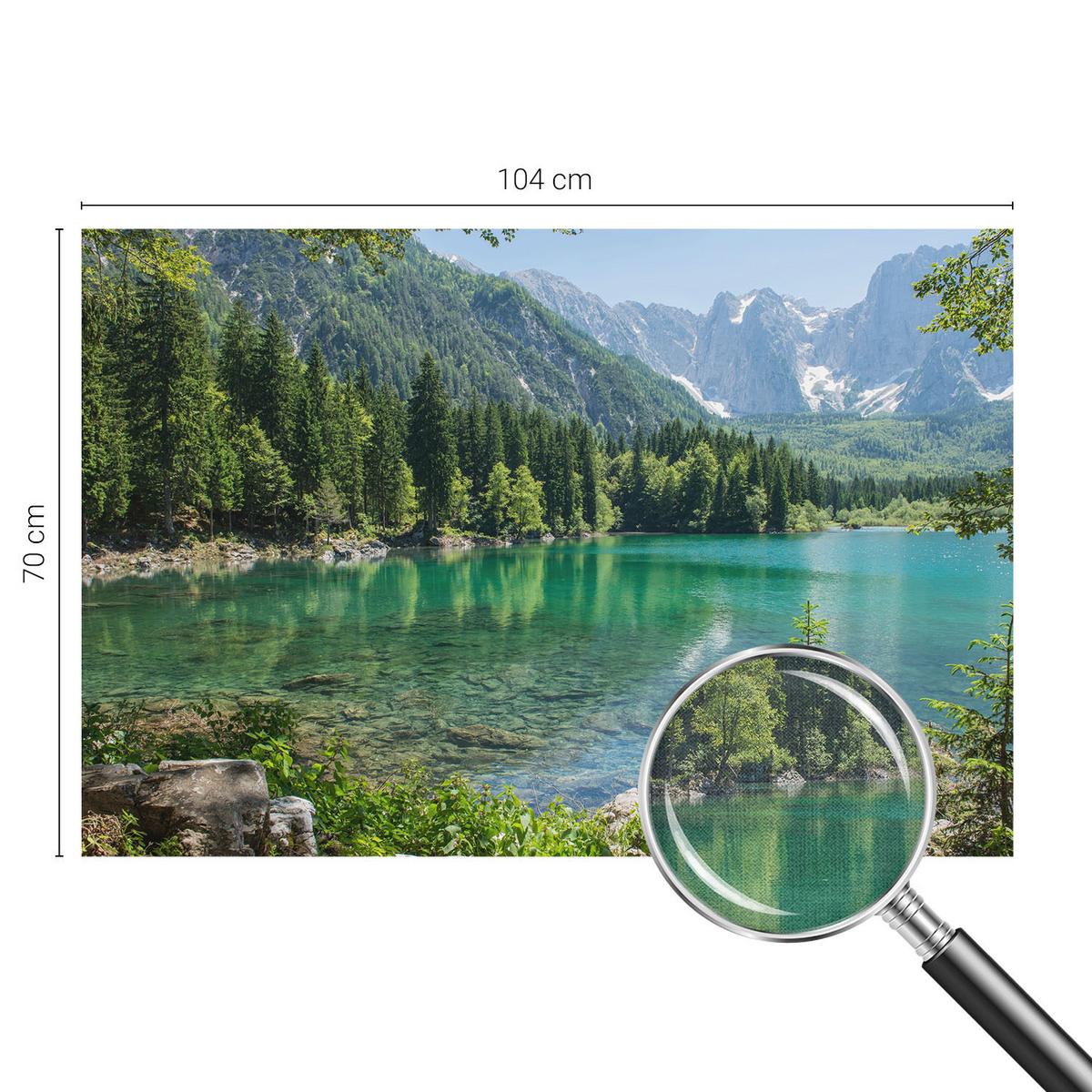 FOTOTAPETE 104x70 cm - Grüner See - Grün, Textil (104/70cm) - Wallfluent