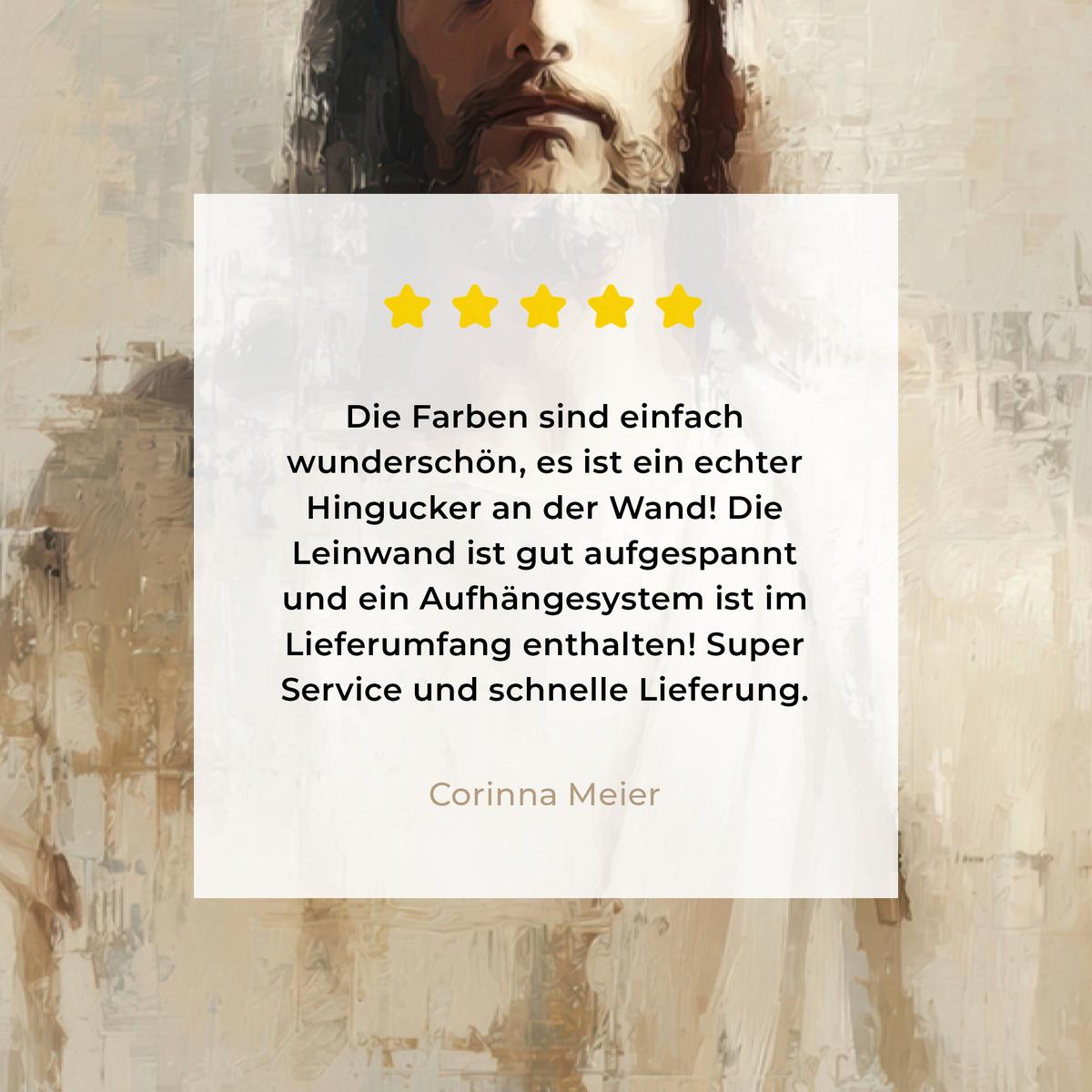 LEINWANDBILD Porträt - Abstrakt - Jesus - Beige Wanddeko Schlafzimmer 60x90 cm - Beige, Textil (60/90cm) - MuchoWow