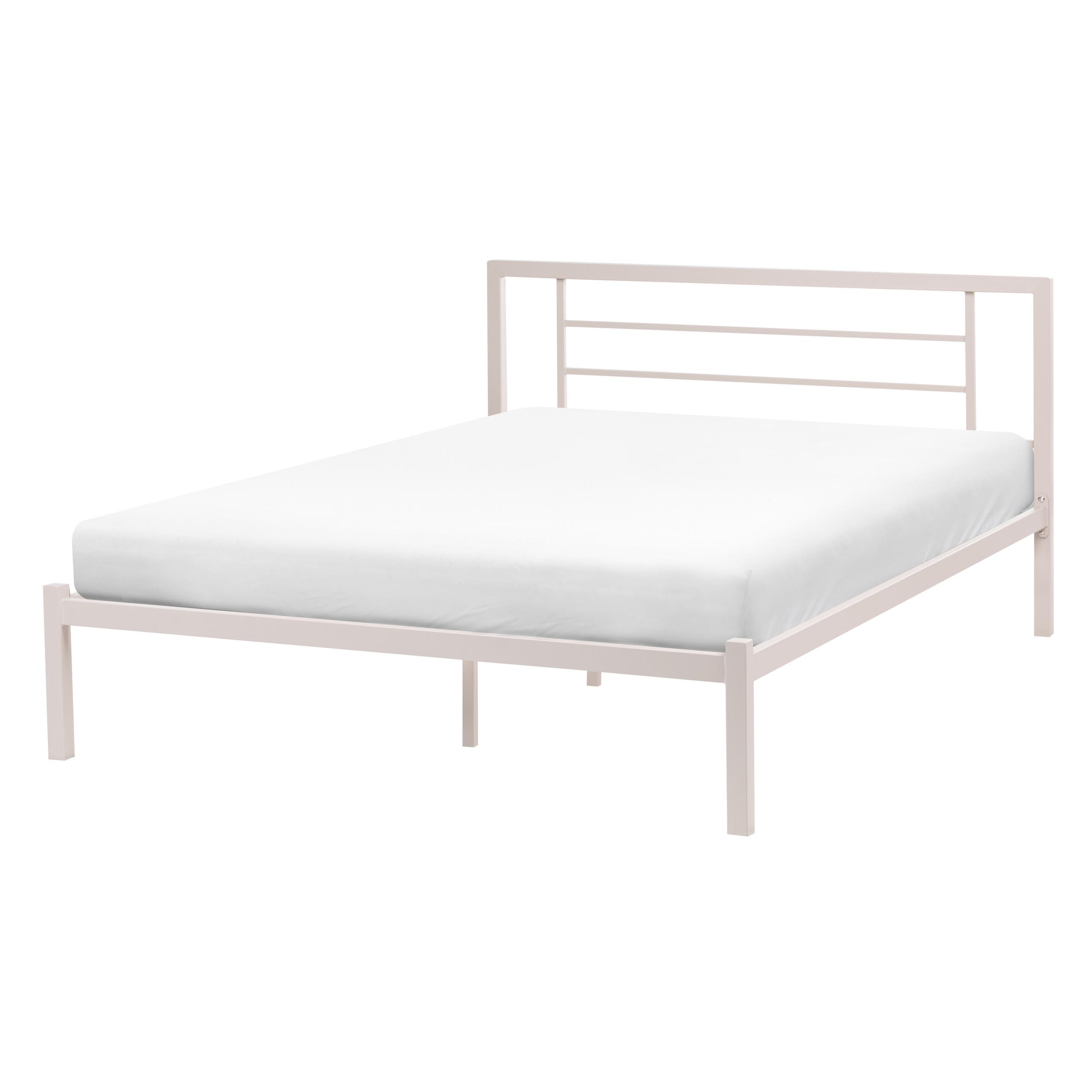 BETT mit Lattenrost 140/200 Stahl Hellbeige Cusset - Beige, Metall (140/200cm) - Beliani