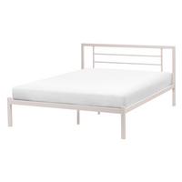 BETT mit Lattenrost 140/200 Stahl Hellbeige Cusset - Beige, Metall (140/200cm) - Beliani