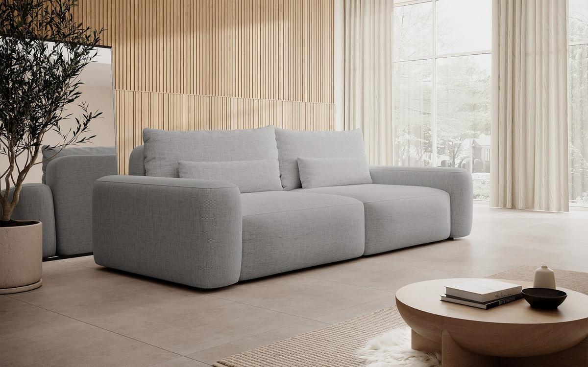 SCHLAFSOFA Carnos Grau Chenille - Schwarz/Grau, Kunststoff/Textil (257/82/105cm) - Selsey