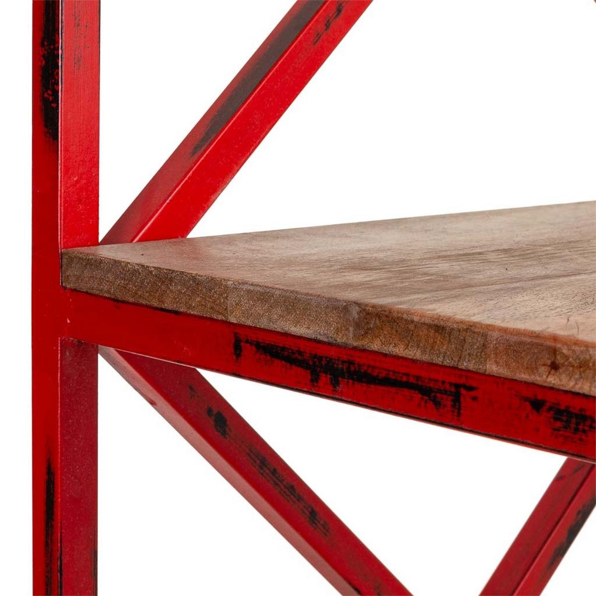 WEINREGAL aus Metall und Holz, rot, 84x40x185cm - Rot, Metall (84/185/40cm) - Wanderlust