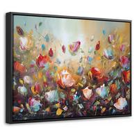LEINWAND Bilder mit Rahmen - Blumen - Kunst - Natur - Ölgemälde - 40x30 - Multicolor, Textil (40/30cm) - MuchoWow