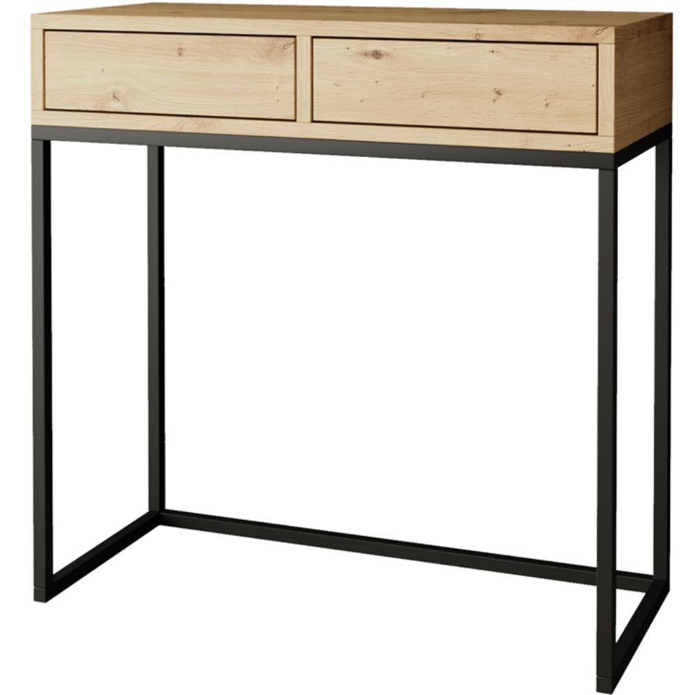 KONSOLENTISCH Lango 80/85/35 eiche Artisan mit schwarzen Matellbeinen - Schwarz/Eiche Artisan, Holzwerkstoff/Metall (35/80/85cm) - Beautysofa