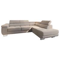 ECKSOFA APIRO R-S Beige Kordstoff mit Schlaffunktion - Beige/Silberfarben, Holz/Textil (276/202cm) - MASSENO