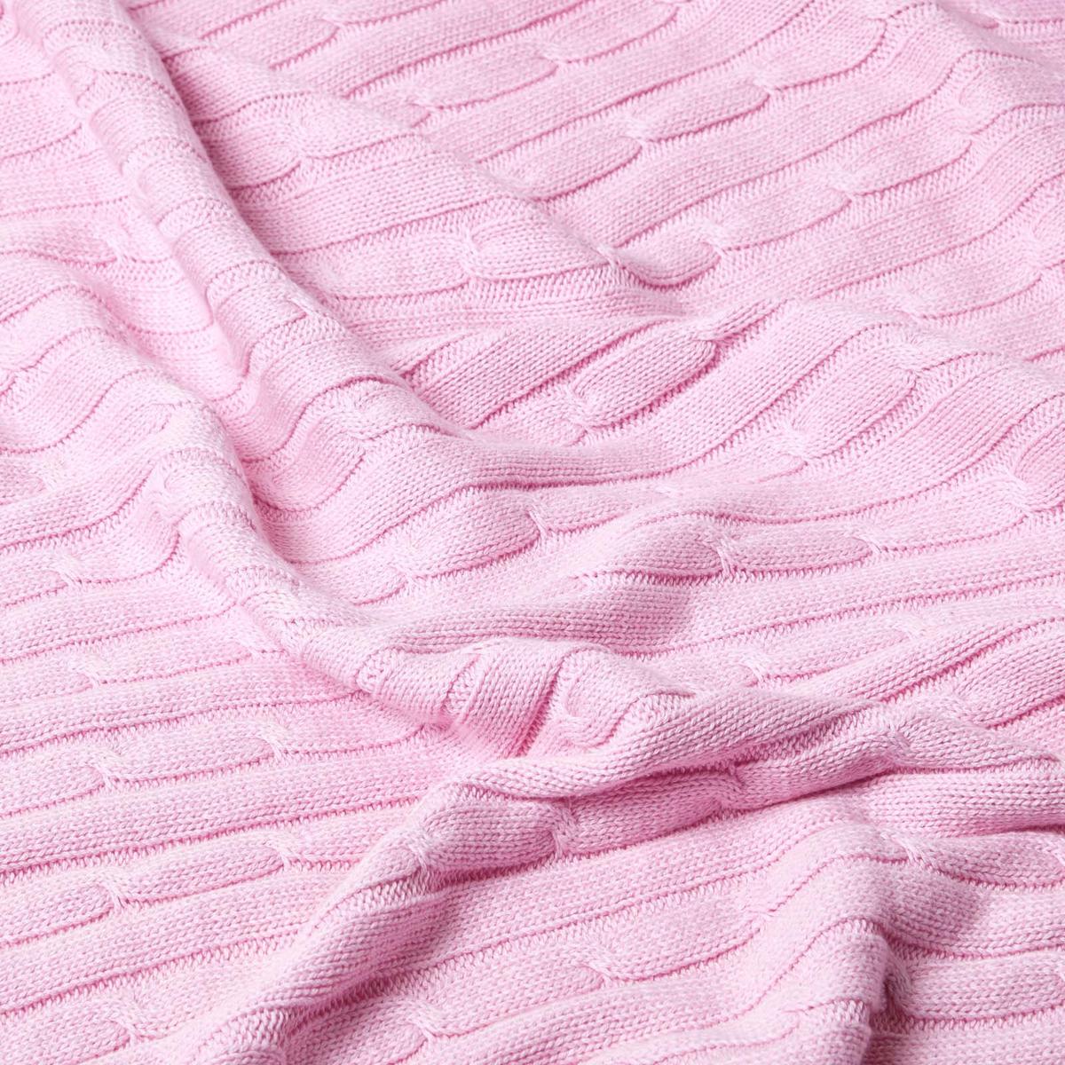 STRICKDECKE 130/170 cm, Baumwolle mit Zopfmuster - Rosa, Textil (130/170cm) - Homescapes