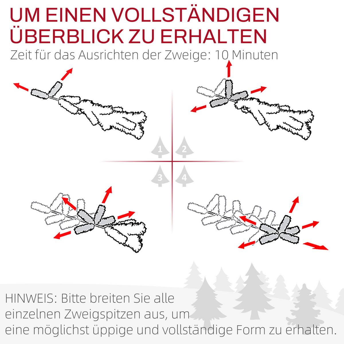 KÜNSTLICHER Weihnachtsbaum, 150 cm Christbaum mit 1724 Spitzen, Metallständer - Grün, Kunststoff (150cm) - HOMCOM
