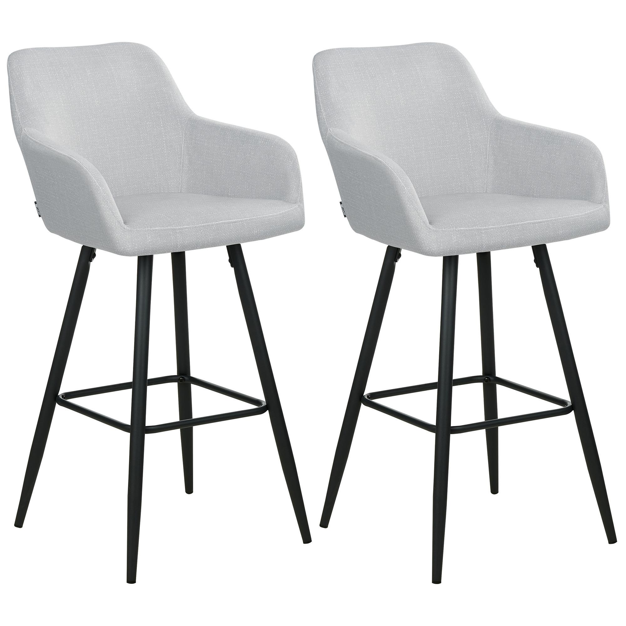 BARSTUHL 2er-Set Samtstoff hellgrau Casmalia - Schwarz/Grau, Textil (50/104/55cm) - Beliani
