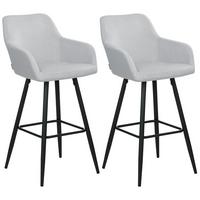 BARSTUHL 2er-Set Samtstoff hellgrau Casmalia - Schwarz/Grau, Textil (50/104/55cm) - Beliani