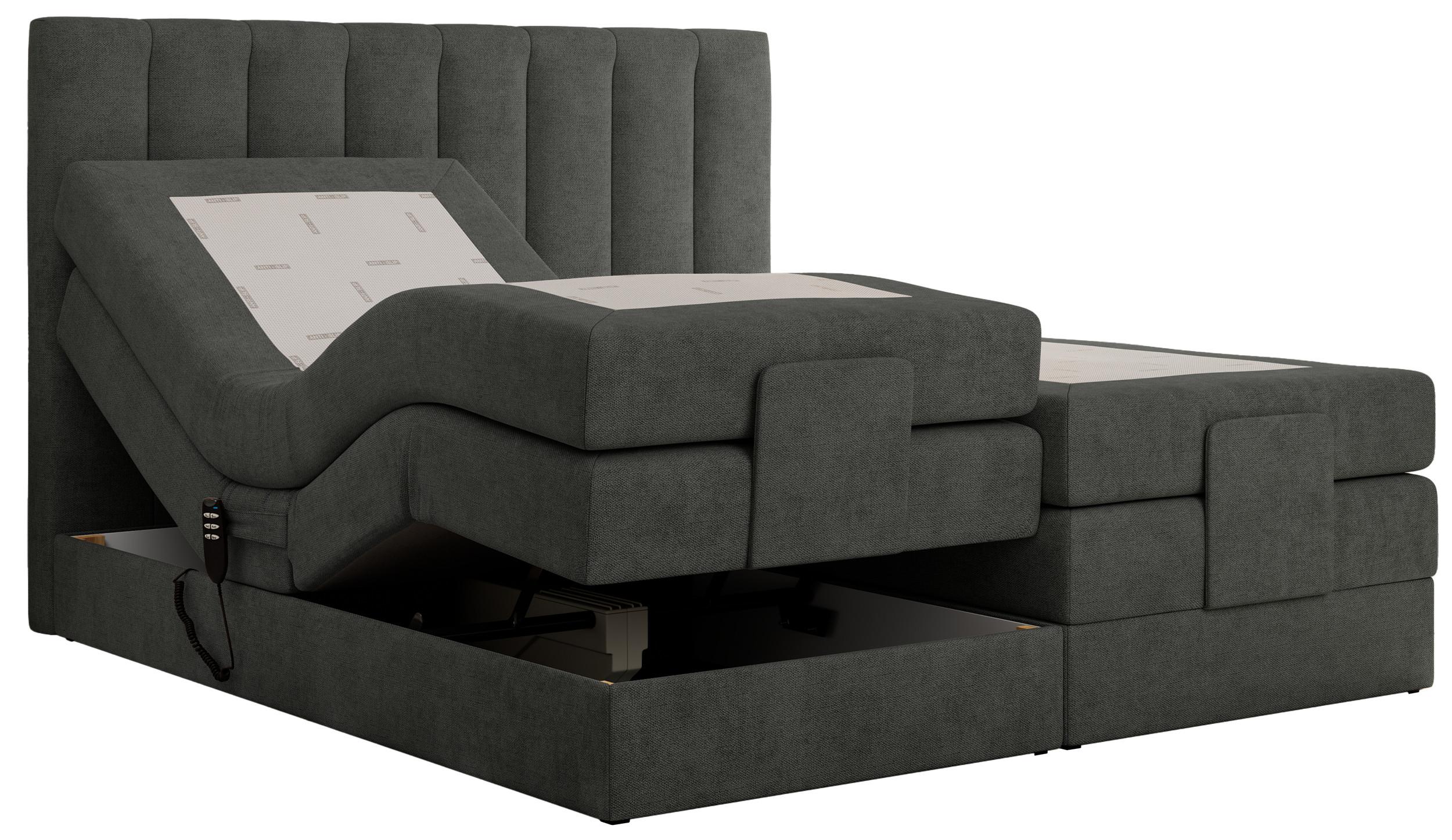BOXBETT COMFORTO 140/200 - Dunkelgrau Struktur - H4 - Dunkelgrau, Holz/Textil (140/200cm) - MKS
