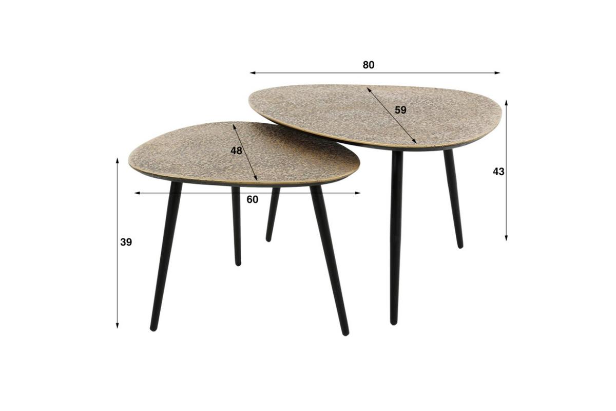 COUCHTISCH LAUCA 2ER SET Bronze Metall - Schwarz/Bronzefarben, Metall (59/80/43cm) - KAWOLA