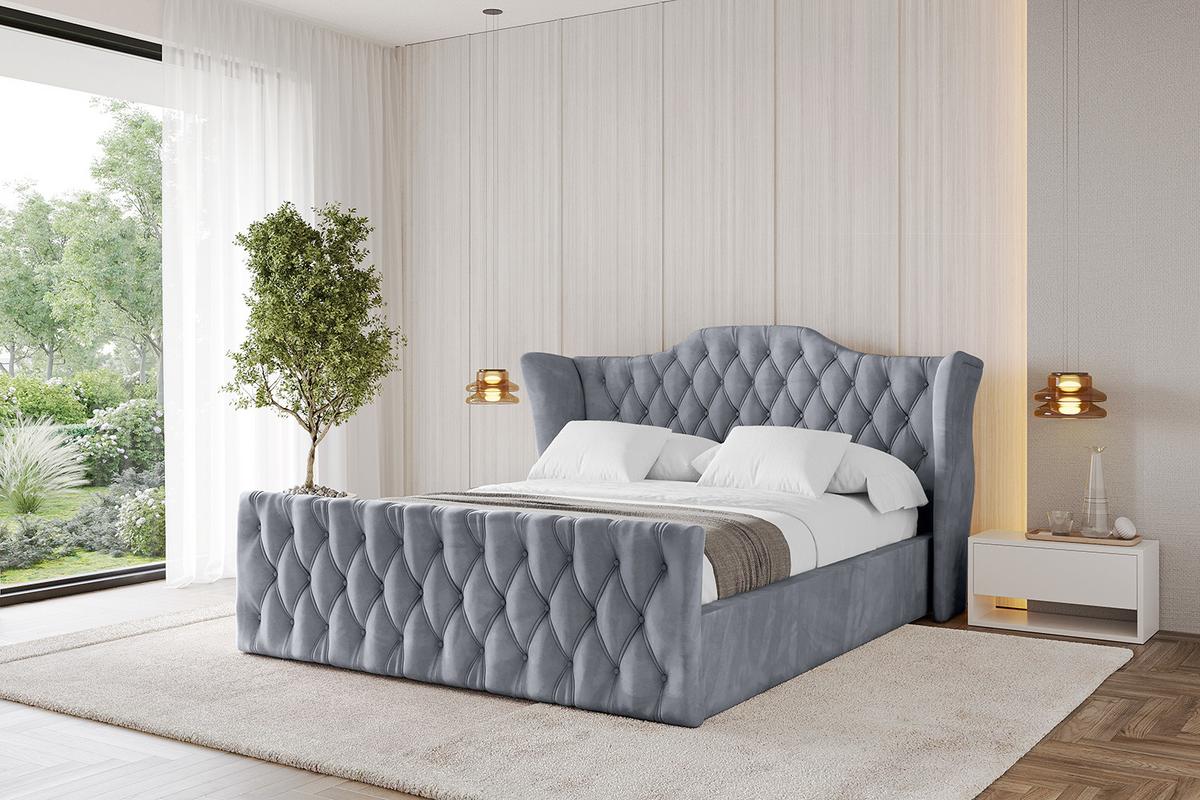 POLSTERBETT mit Bettkasten, Fußteil und Lattenrost, Boxbett mit Matratze H3/H4 - ZORAN-Z 120x200 Grau - Grau, Holzwerkstoff/Textil (120/200cm) - ALTDECOR