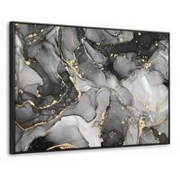 LEINWAND Bilder mit Rahmen - Grau - Luxus - Gold - Marmor - 120x80 - Dunkelgrau, Textil (120/80cm) - MuchoWow