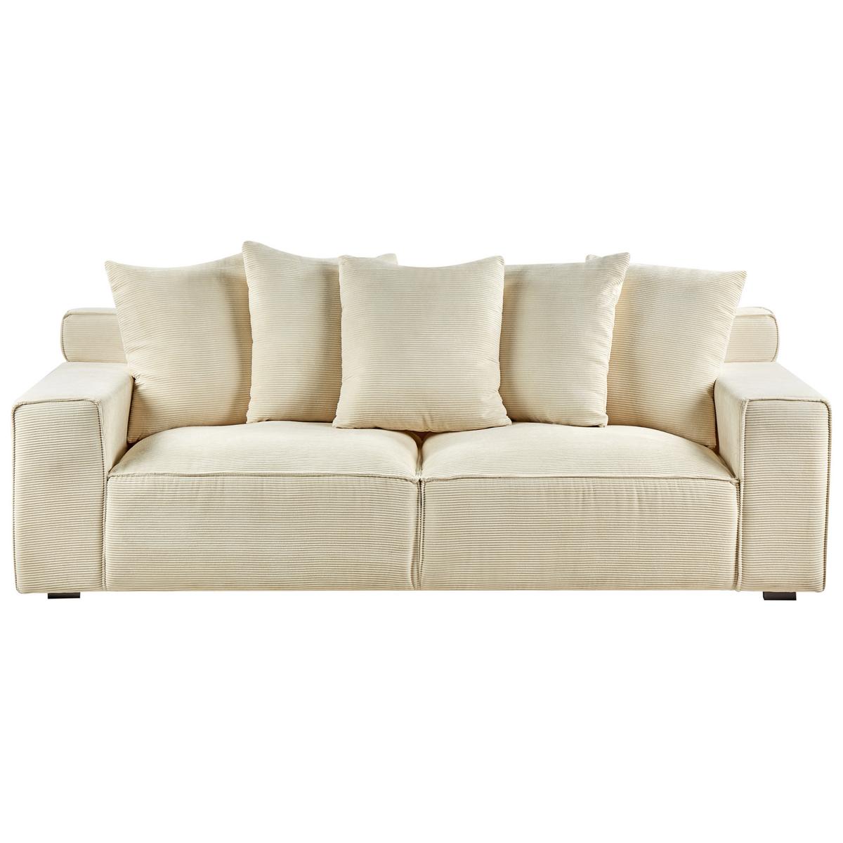 3-SITZER-SOFA Cord Hellbeige Viskan - Beige, Textil (200/62/74cm) - Beliani