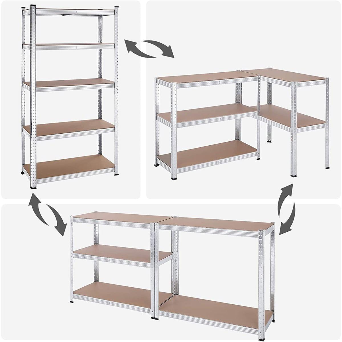 REGALE mit 5 Regalebenen und verstellbaren Brettern - H180 cm - Set aus 2 - Grau, Holzwerkstoff (40/180/9.3cm) - Calicosy