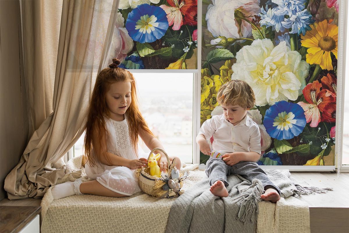 INNENROLLO - Fensterrollo - Rollo - 80x140 cm - Blumenstrauß - Grün, Kunststoff (80/140/0.5cm) - TULUP