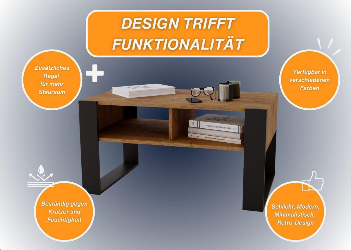 COUCHTISCH Kora92 92/45/53,6 - Nussbaumfarben/Schwarz, Holzwerkstoff (54/92/45cm) - RAUMHIRSCH FURNITURE