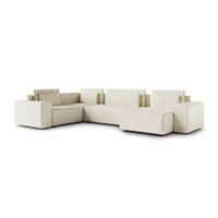 PANORAMASOFA Lorenzo 5 Sitzplätze Gebrochenes Weiß - Weiß, Holz (378/85/236cm) - Petits-meubles