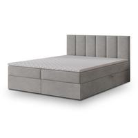 BOXBETT MERIL 200x200 cm mit Matratze und Topper, H2+H3 - Grau - Grau, Holz (200/200cm) - MASSENO
