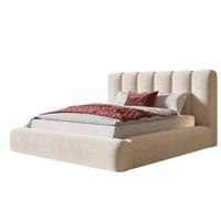 BETT 160x200 - Polsterbett mit Bettkasten und Metallrahmen - Modern Bett - Eleganter Amor-Velvet-Stoff - Kollektion Alva Maxi - Beige - Beige, Holz/Textil (160/200cm) - Alpi-Möbel