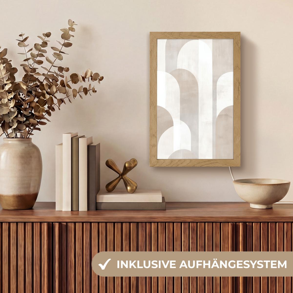 TISCHLEUCHTE Abstrakte Bögen - Modern - Beige 20x30 cm - Buche Kolonial, Holzwerkstoff (8/20/30cm) - OnlyWow