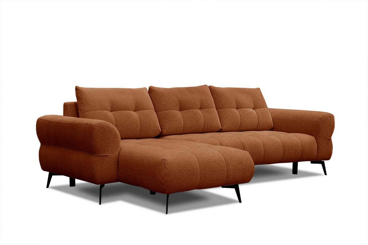 ECKSOFA SALVINI 4-Sitzer, dunkelorange - Dunkelorange/Schwarz, Holzwerkstoff/Textil (158/292cm) - Wozimo