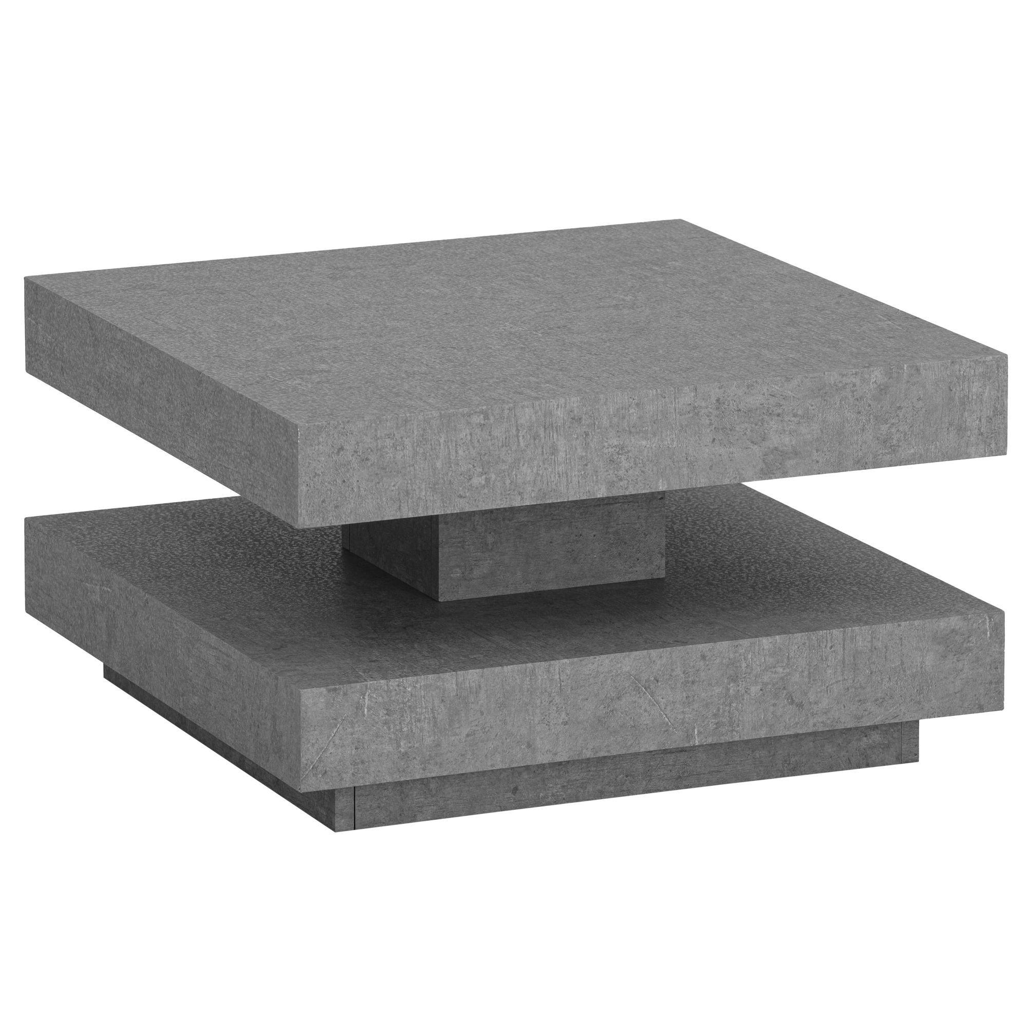 COUCHTISCH in Stein-Optik mit Stauraum, Modernes Design, Quadratisch, Grau 60x60x34 cm - Grau, Holzwerkstoff (60/60/34cm) - KADIMA DESIGN
