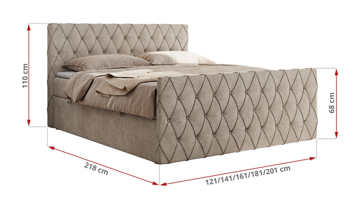 BOXBETT MIREN DUO 140/200 - Beige Strukture - H3 - Beige, Holz/Textil (140/200cm) - MKS
