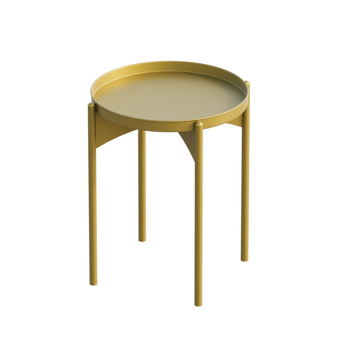 BEISTELLTISCH mit runder Metallplatte H57 cm - COLE - Goldfarben, Metall (44/44/57cm) - Calicosy