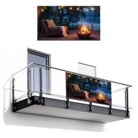 BALKON-SICHTSCHUTZ Lagerfeuer - See - Abendlicht Witterungsbeständig 200x110 cm - Dunkelblau, Kunststoff (200/110cm) - MuchoWow