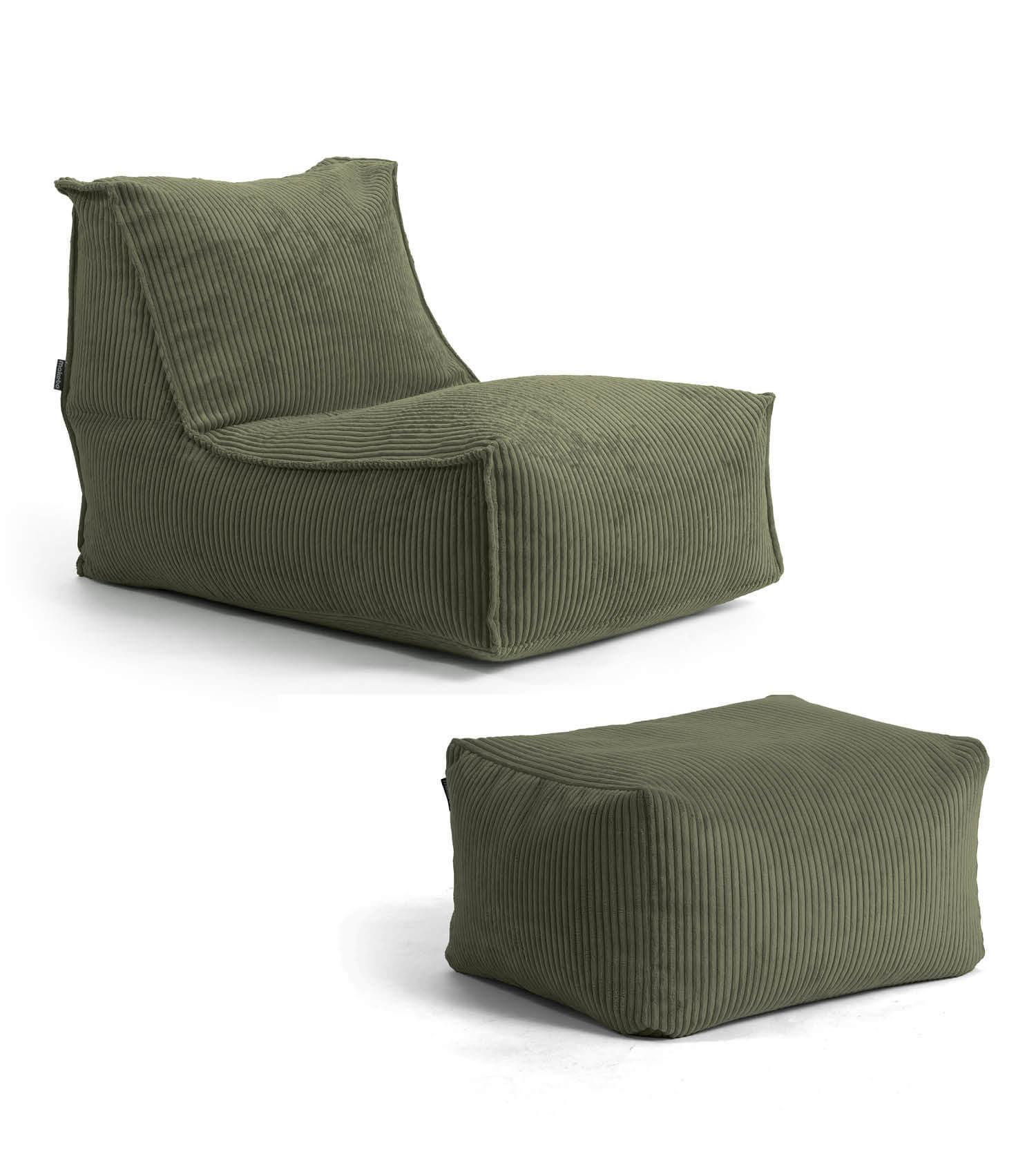 SITZSACK Cord Doze mit Hocker - Grün, Textil (60/65/95cm) - Mokebo