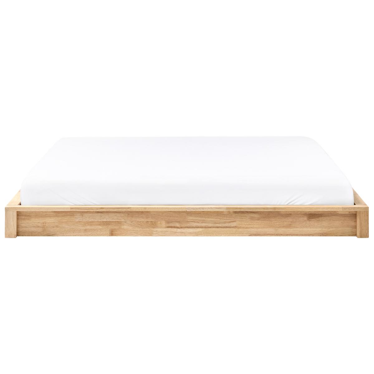 BETT ohne Kopfteil 180/200 cm Gummibaumholz Hellbraun Antras - Hellbraun, Holz (180/200cm) - Beliani
