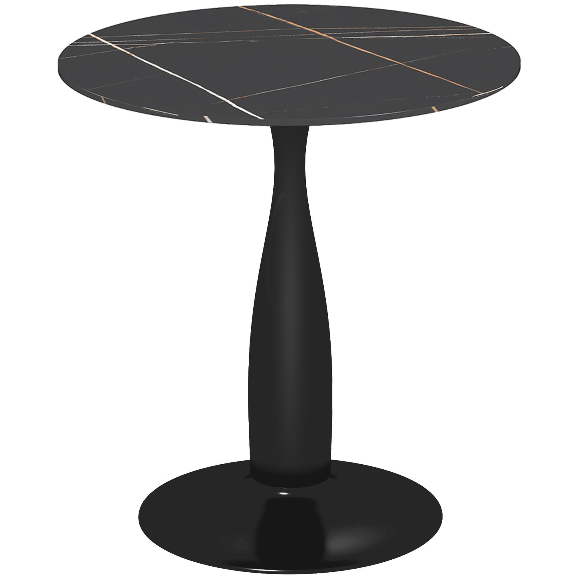 ESSTISCH, Runder Küchentisch, Moderner Esszimmertisch mit Stahlgestell Schwarz - Schwarz, Holzwerkstoff (70/70/74cm) - HOMCOM